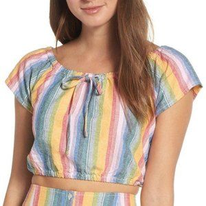 Obey Carmen Crop Top in Rainbow Stripe 🌈🌞